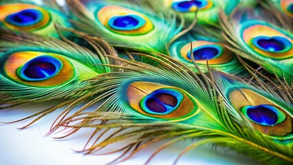 Obraz premium Close-Up of Vibrant Peacock Feathers with Bokeh Effect