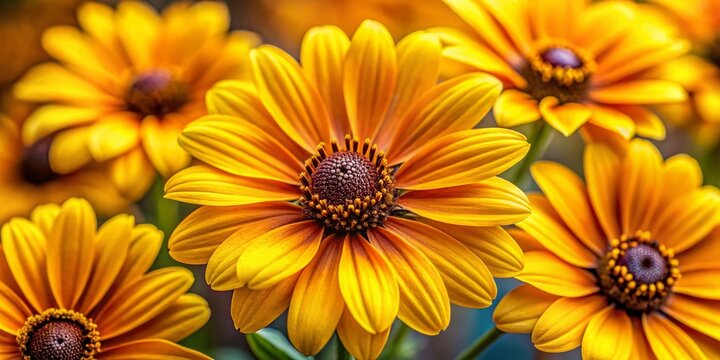 Close-up of Vibrant Yellow Guizotia Abyssinica Flowers, Ramtil Blossoms