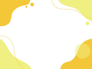黄色の流体シェイプの背景イラスト素材　flat hand drawn fluid blue shapes background.Cute abstract shapes.Vector loose frame.