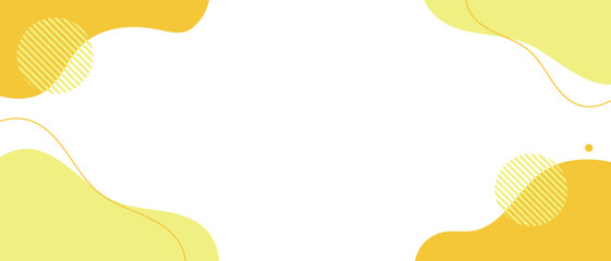 黄色の流体シェイプの背景イラスト素材　flat hand drawn fluid blue shapes background.Cute abstract shapes.Vector loose frame.