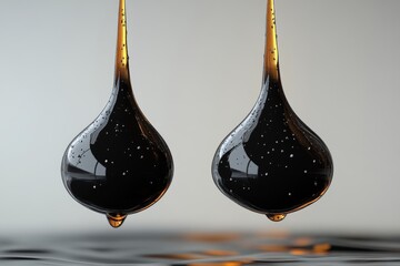 3D-rendered liquid droplets suspended in air, Generative AI