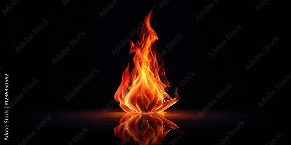 Poster a single flame dances with intensity, casting a warm glow on the black surface below, a fiery testam