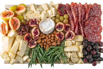 Gourmet Cheese and Charcuterie Board with Fresh Fruits and Nuts