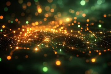 Obraz premium Digital composition of glowing interconnected nodes, Generative AI