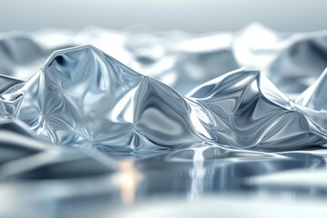 Polygonal waves with a reflective glass surface, Generative AI