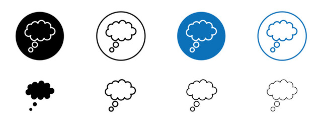 Dream cloud icons collection in black and blue on white background