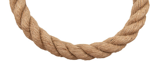 Jute. Twisted linen rope on a white background. Rope
