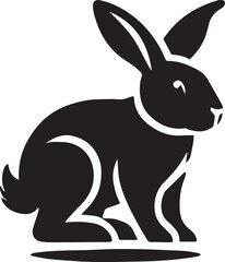 Obraz premium Rabbit silhouette black and white vector icon