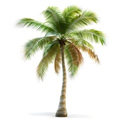 Lush Tropical Palm Tree Isolated on White Background for Design Use