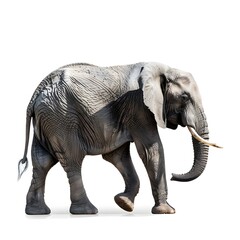 Fototapeta premium Majestic Elephant Walking Gracefully in Studio with White Background