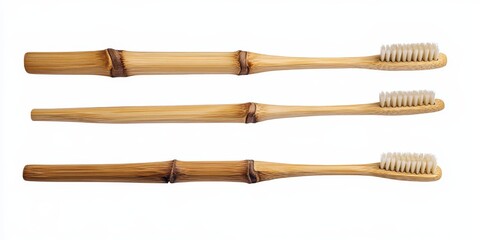 Bamboo toothbrushes studio shot, white background, eco-friendly