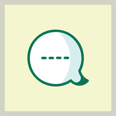 A Green and White Speech Bubble Icon with a Typing Indicator on a Light Yellow Background