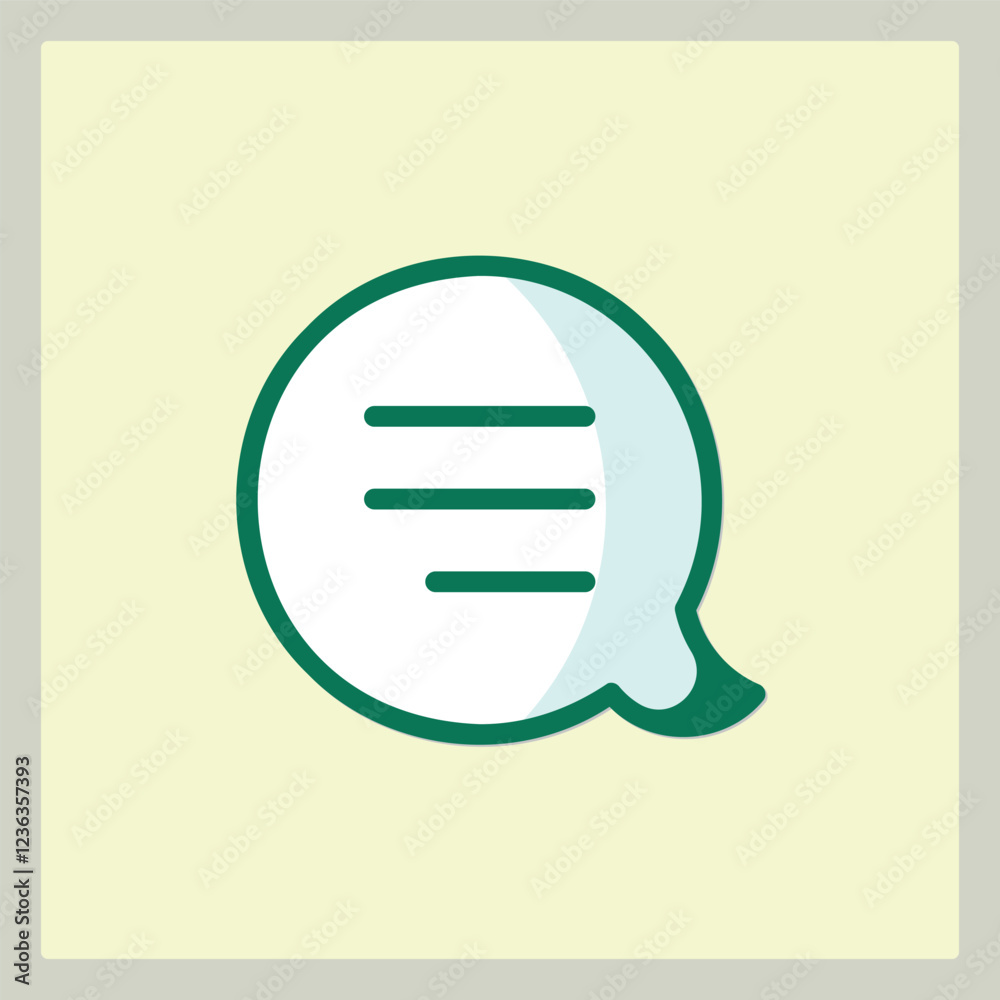 Poster speech bubble icon with text lines inside for chat and communication interfaces or apps