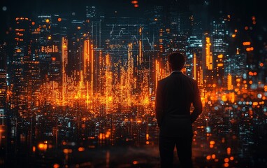 Dynamic CEO Presenting Bold New Initiative Beside Digital Growth Chart