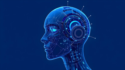 Obraz premium AI Cyborg Head