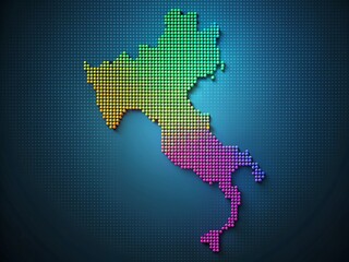 Fototapeta premium Dots Forming the Shape of Thailand Map