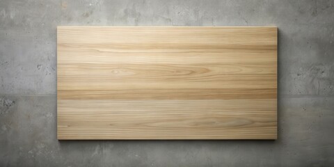 Obraz premium A natural wood panel, placed against a smooth, light grey concrete background, creates a minimal and modern visual appeal.