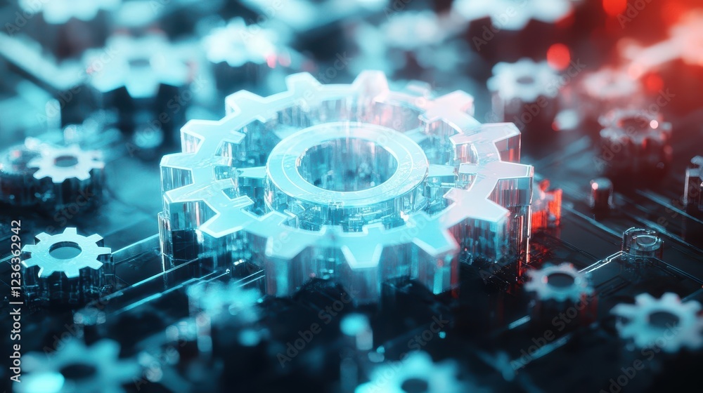 Aufkleber Intricate Close Up of a Computer Chip Featuring Complex Gears and Mechanical Elements Showcasing Advanced Technology and Engineering Innovation