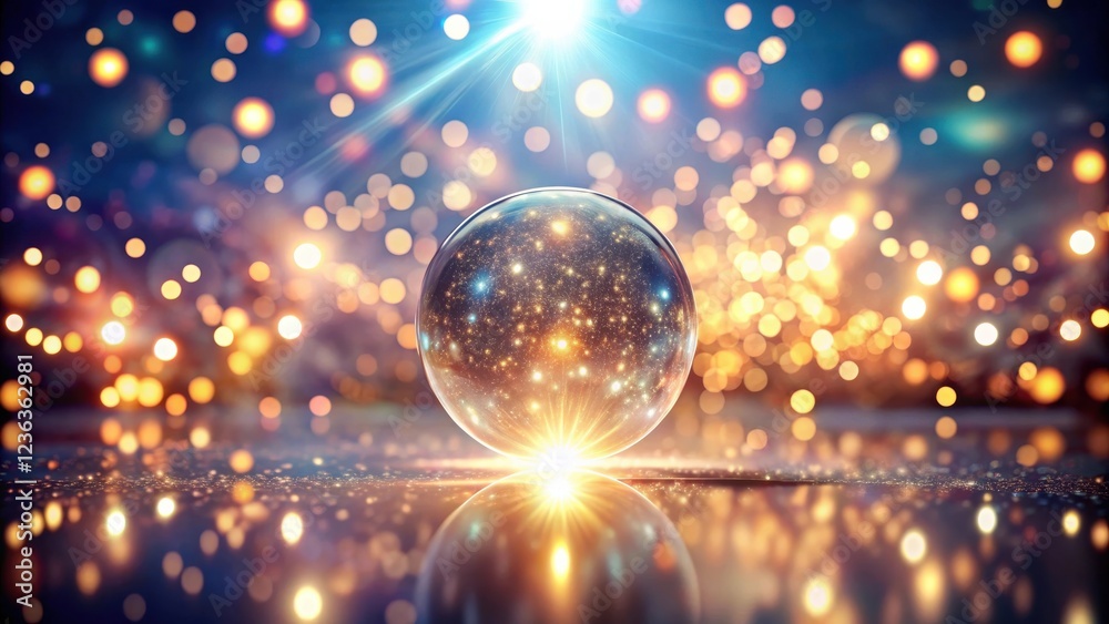 Aufkleber A shimmering glass sphere encapsulates a universe of twinkling lights, reflecting the radiant glow of an ethereal source, creating a mesmerizing spectacle of cosmic wonder.
