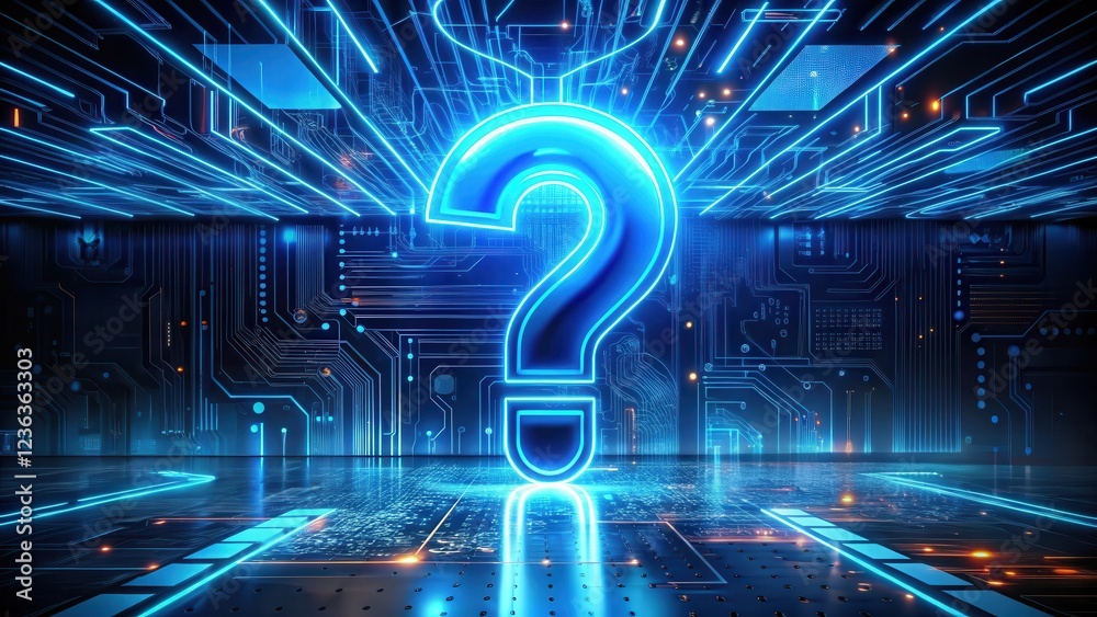 Leinwandbilder a glowing question mark emerges from the digital circuitry, symbolizing the endless possibilities an
