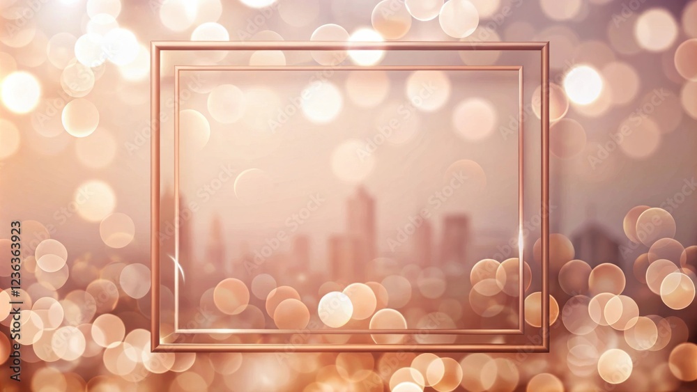 Aufkleber rose gold frame over cityscape bokeh background for design projects