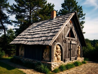 old wooden church in the village