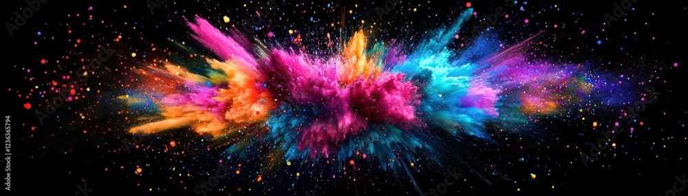 Aufkleber vibrant colorful powder explosion creating a spectacular visual display against a dark background ca