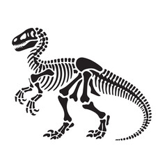 vector black silhouette of dinosaur skeleton