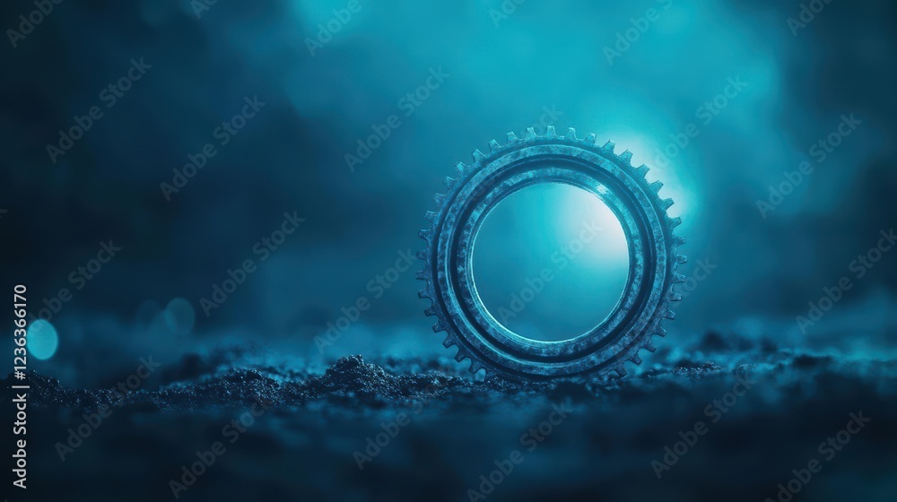 Poster Vibrant Blue with Central Opening Set Against a Soft Background Creating a Modern Minimalist Aesthetic Evoking Calmness and Curiosity