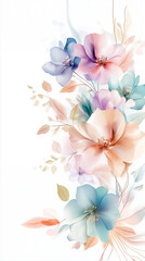 Obraz premium A vibrant collection of pastel flowers with flowing design elements and soft textures creates an airy visual appeal ideal for various applications