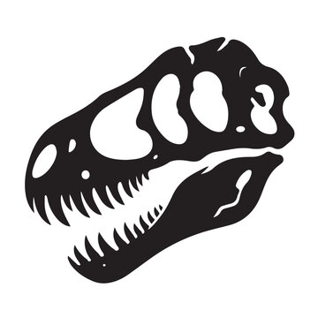 vector black silhouette of dinosaur skull