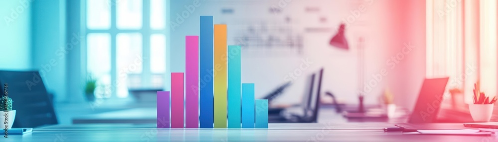 Leinwandbilder focused businessman analyzing data trends on laptop at modern workspace surrounded by office essenti