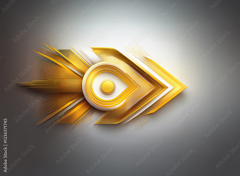 Aufkleber abstract gold and white stylized fish or arrow design. dynamic, metallic, and sleek with a modern ae