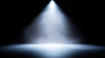 Blue Spotlight on Dark Stage with Fog