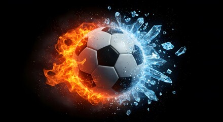 Fiery Soccer Ball Ice Explosion Wallpaper Background