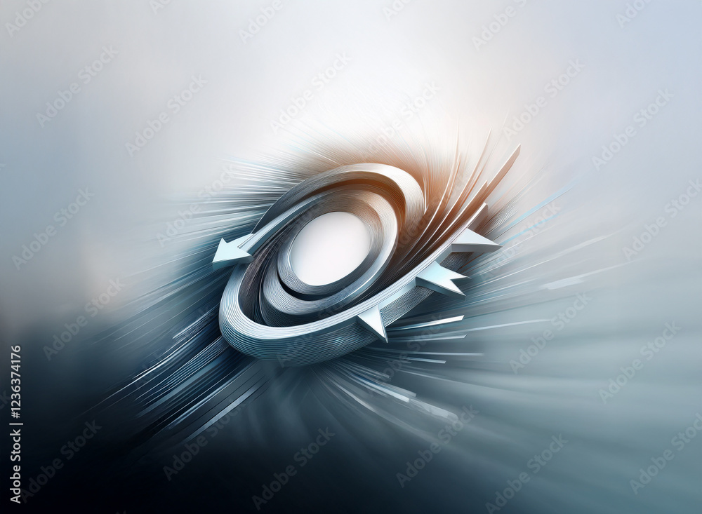 Poster abstract metallic swirl design. dynamic, futuristic, and technological. circular motion with radiati