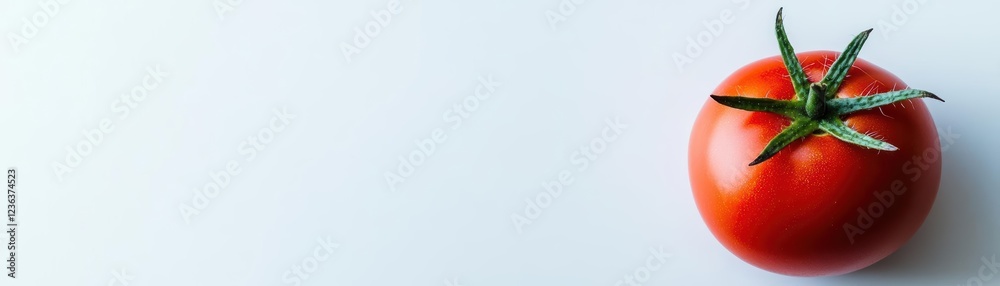 Poster vibrant red tomato resting on a clean white background showcasing its juicy texture and freshness cr