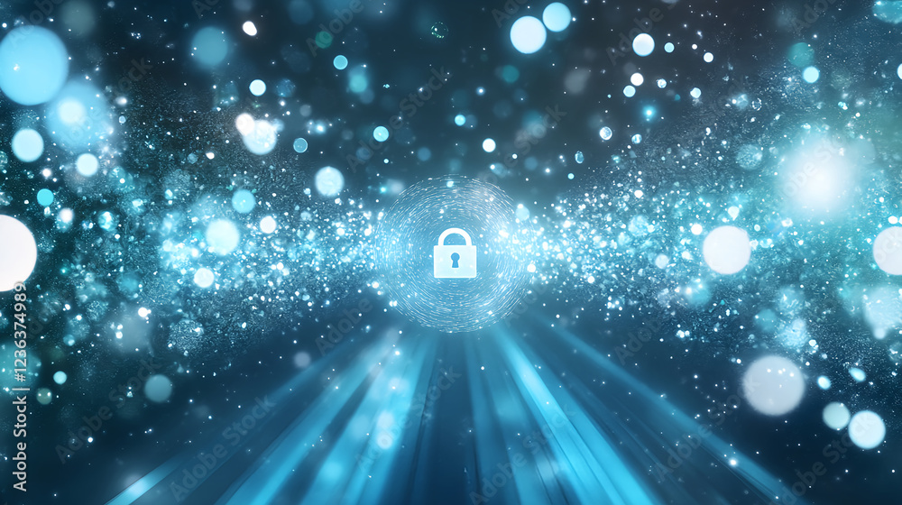 Poster securing digital data virtual environment abstract animation technology high-tech conceptual visuali