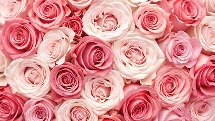 Obraz premium Summer's Gentle Blossom: Seamless Wallpaper of Soft Roses and Blooming Flowers