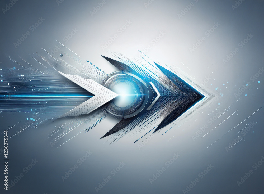 Fototapete abstract arrow design, sleek and futuristic. blues, grays, and whites create a dynamic, high-speed i