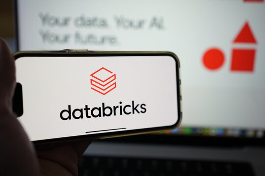 Roosendaal, The Netherlands - February 2, 2025: Person holding mobile phone with logo of the Databricks company,. leading in AI and data modeling, based in San Fransisco.