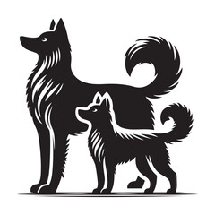 Artificial intelligence model of an arranged dog standing on a rock with a mountain in the backdrop