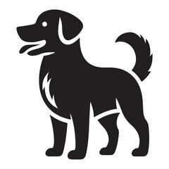 A black-and-white drawing of a dog's head with a heart on it