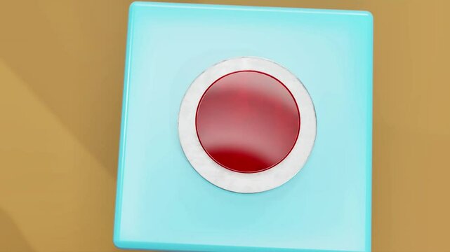 3D animated character pressing a red button. Perfect for emergency, alert, activation, or control panel concepts. High-quality motion, ideal for technology, security, and interactive design content.