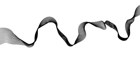 Black on white modern thin curved lines wave. 