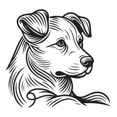 Graphic illustration logo style template featuring a silhouette of a Maltese dog