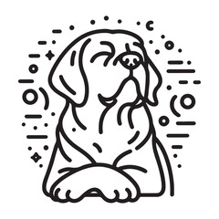 Artificial intelligence close-up of a dog sitting on a white background