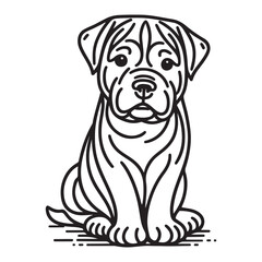 White background silhouette drawing of an Australian Shepherd