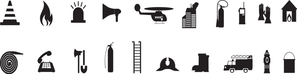 Fire department equipment icons
