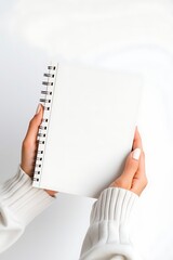 Blank Spiral Notebook Mockup in Hands Minimalist Design